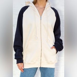 Brandy Melville Christie Color Block Zip-Up Hoodie